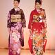 Japanese women in a beautiful kimonos with floral design at a fashion... (thumbnail)