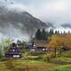 Ainokura mountain village with traditional Japanese Gassho-style house... (thumbnail)