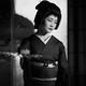 Kyoto Geiko Japanese Geisha dance with hand fans Black and white... (thumbnail)