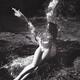 Beautiful naked woman lying on a trunk of a tree in the nature Black a... (thumbnail)