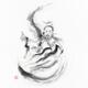 Sumi-e painting of a Daoist Immortal master practicing Tai Chi with a... (thumbnail)