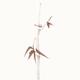 Minimalistic bamboo branch with leaves mini sumi-e artwork in beige... (thumbnail)