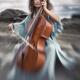 Beautiful woman thoughtfully playing cello in the nature with dreamy t... (thumbnail)