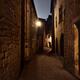 Long narrow old cobbled street with French stone houses in twilight... (thumbnail)