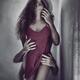 Beautiful woman in red nightgown with male hands caressing her body fr... (thumbnail)