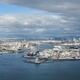 Osaka Bay waterfront Osaka city skyline Tempozan bridge in aerial city... (thumbnail)