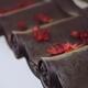 Dreamy closeup of Japanese temple roof eaves with red fallen maple lea... (thumbnail)