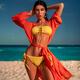 Sexy exotic woman with suntanned skin in a bright bikini swimsuit and... (thumbnail)