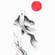 Fine art sumi-e painting of Japanese Koi fish with red sun on white... (thumbnail)