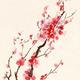 Sumi-e ink painting of blooming beautiful plum blossom or sakura branc... (thumbnail)