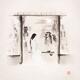 Original Zen painting of an asian woman drinking tea by the full moonl... (thumbnail)