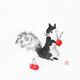 Cute squirrel with red cherries Chinese brush painting... (thumbnail)