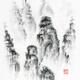 Landscape scenery of floating misty mountains Beautiful sumi-e Zen pai... (thumbnail)