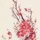 Beautiful bright sakura blossom branch with red flowers Japanese Zen s... (thumbnail)