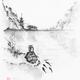 Zen ink painting of a Japanese peasant girl by the pond feeding catfis... (thumbnail)