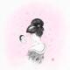 Geisha with a hand mirror Japanese sumi-e ink painting portrait... (thumbnail)