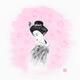 Artistic portrait painting of a beautiful thoughtful geisha in kimono... (thumbnail)