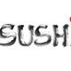 Word Sushi handwritten in black ink brush Japanese calligraphy style w... (thumbnail)