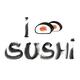 I roll Sushi humorous design painted in black ink on white Japanese st... (thumbnail)