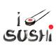 I eat Sushi humorous design handwritten with black brush on white with... (thumbnail)