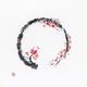Zen sumi-e conceptual painting of Enso circle as a red cherry blossom... (thumbnail)