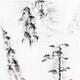 Pine tree in a misty mountain landscape Zen brush sumi-e painting... (thumbnail)