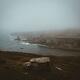 Dramatic aerial nature scenery of rocky sea shore in fog Sligo Ireland... (thumbnail)