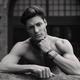 Expressive black and white portrait of a sexy handsome muscular man wi... (thumbnail)