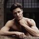 Expressive portrait of a sexy handsome muscular man with a bare torso... (thumbnail)