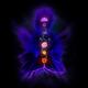 Colored Chakras represented as flowers placed over human body Qi energ... (thumbnail)