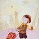 Little boy with a suitcase traveling on hi journey around the world... (thumbnail)