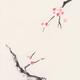 Oriental sumi-e painting of two blossoming Sakura tree branches reachi... (thumbnail)