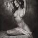 Fine art nude black and white portrait of a beautiful girl posing nake... (thumbnail)