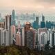 Panoramic sunset scenery of Hong Kong city in China with high-rise mod... (thumbnail)