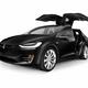 Black Tesla X luxury SUV electric car with open falcon-wing doors... (thumbnail)