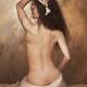 Fine art nude photograph of a woman with bared back and dark curly hai... (thumbnail)