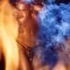 Closeup of beautiful nude body of a native woman dancing naked at nigh... (thumbnail)