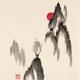Zen sumi-e ink painting of a young Buddhist monk on top of a mountain... (thumbnail)
