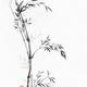 Bamboo stalks and leaves Zen style painting artwork on white rice pape... (thumbnail)