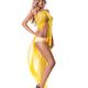 Beautiful sexy blond woman wearing bikini and yellow see-through beach... (thumbnail)
