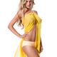 Beautiful sexy blond woman wearing yellow sheer beachwear dress over t... (thumbnail)