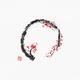 Zen Sumi-e painting of a red cherry blossom branch as Enso circle