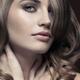 Sensual face portrait of woman with expressive gray eyes and light bro... (thumbnail)