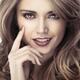Sensual face portrait of woman with expressive gray eyes and glamorous... (thumbnail)