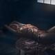 Beautiful nude woman lying on the floor tied up with Shibari bondage r... (thumbnail)