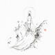 Sumi-e painting of Guanyin goddess of mercy and compassion sitting wit... (thumbnail)
