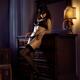 Sexy cat woman in black kitty mask standing in seductive teasing pose... (thumbnail)