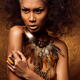 Beauty portrait of exotic native woman with tribal feather necklace ov... (thumbnail)