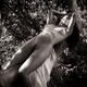Beautiful sexy nude girl lying relaxed naked stretched on a branch of... (thumbnail)