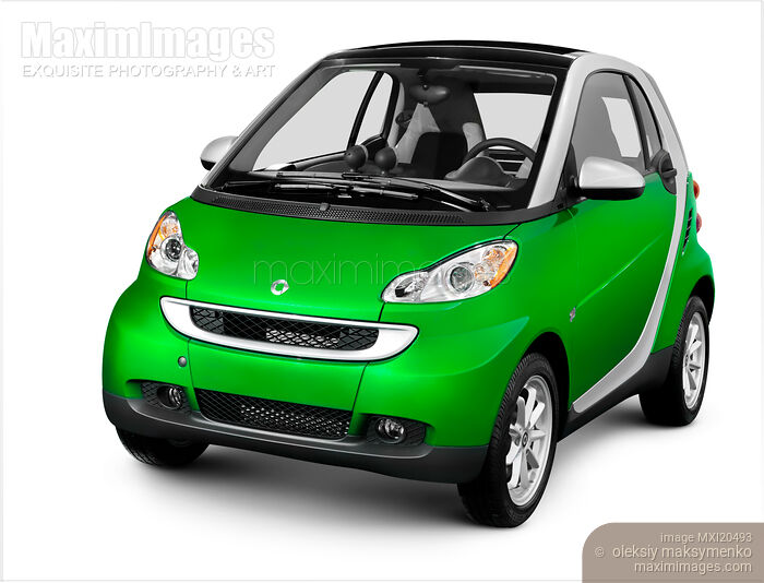 2008 Green Smart Fortwo City Car Stock photo of 2008 Green Smart Fortwo City Car Buy commercial use license at MaximImages